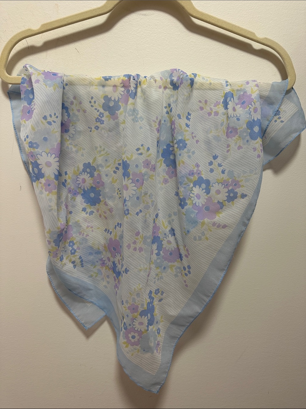 Jantzen Pastel Floral Sheer Scarf - Light Blue, Lavender, White - Picture 1 of 3